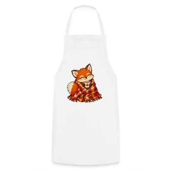 Fuchs mit Herbstschal und Kaffee - Kochschürze - Weiß - Vorne - AI Model Male 185 dark (185cm)