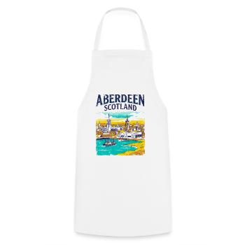 Retro Aberdeen Scotland City Skyline Novelty - Kochschürze - Weiß - Vorne - AI Model Male 185 dark (185cm)