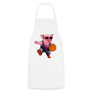 Basketball Schwein - Kochschürze - Weiß - Vorne - AI Model Male 185 dark (185cm)