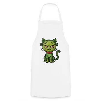 Grüne Zombie-Katze - Kochschürze - Weiß - Vorne - AI Model Male 185 dark (185cm)