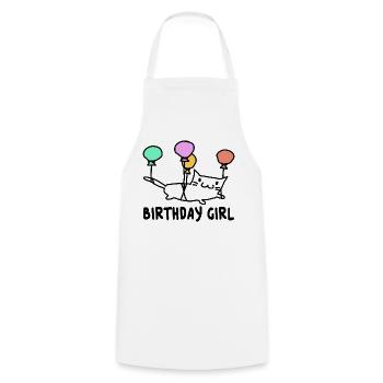 Katze mit Ballons Birthday Girl Geschenk - Kochschürze - Weiß - Vorne - AI Model Male 185 dark (185cm)