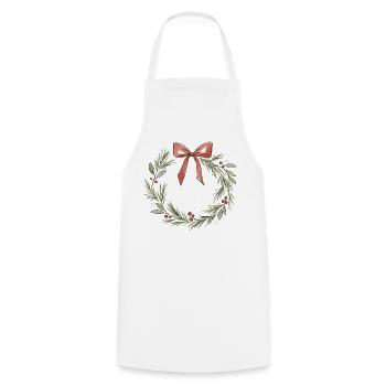 Sanfte rosa Schleife Weihnachtskranz - Kochschürze - Weiß - Vorne - AI Model Male 185 dark (185cm)