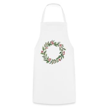 Minimalistisches Weihnachtskranz-Aquarell - Kochschürze - Weiß - Vorne - AI Model Male 185 dark (185cm)