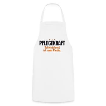 Pflegekraft Shirt – Schichtdienst ist mein Cardio - Kochschürze - Weiß - Vorne - AI Model Male 185 dark (185cm)