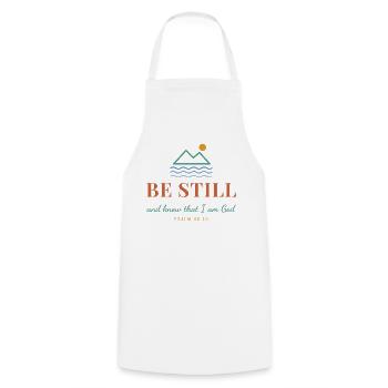 Be Still And Know That I Am God – Psalm 46:10 - Kochschürze - Weiß - Vorne - AI Model Male 185 dark (185cm)