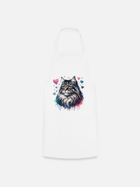 Norwegische Waldkatze - Kochschürze - Weiß