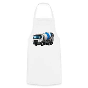 Betonmischer Lastwagen Design - Kochschürze - Weiß - Vorne - AI Model Male 185 dark (185cm)