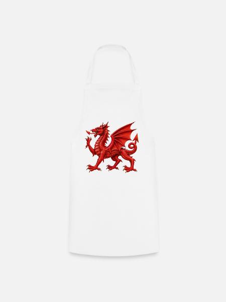 Walisischer Roter Drache - Kochschürze - Weiß