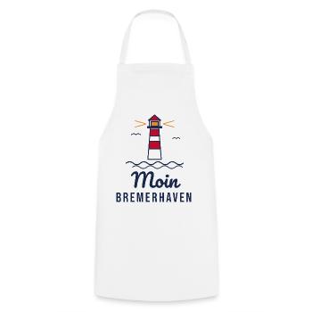 Moin Bremerhaven – Leuchtturm Nordsee Motiv - Kochschürze - Weiß - Vorne - AI Model Male 185 dark (185cm)