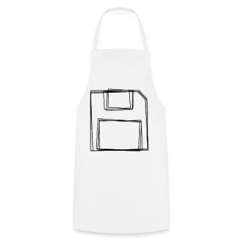 Diskette handgezeichnet - Kochschürze - Weiß - Vorne - AI Model Male 185 dark (185cm)