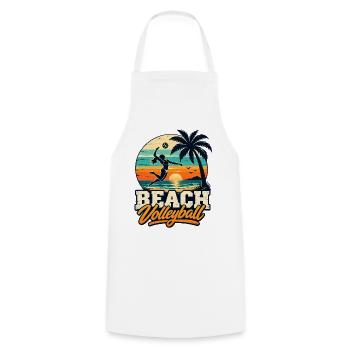 Beachvolleyball Sunset – Retro Beach Vibes - Kochschürze - Weiß - Vorne - AI Model Male 185 dark (185cm)