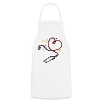 Nurse Life Stethoskop - Kochschürze - Weiß - Vorne - AI Model Male 185 dark (185cm)