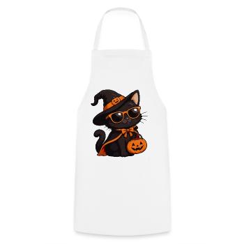Halloween-Katze mit Kürbiskorb - Kochschürze - Weiß - Vorne - AI Model Male 185 dark (185cm)
