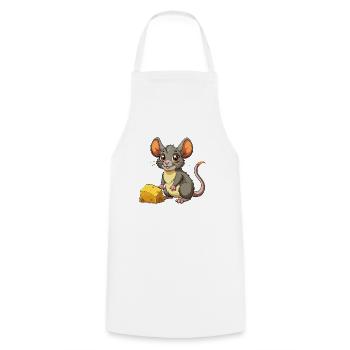 Baby Maus mit Käse - Kochschürze - Weiß - Vorne - AI Model Male 185 dark (185cm)