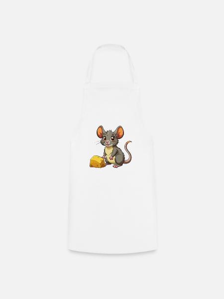 Baby Maus mit Käse - Kochschürze - Weiß