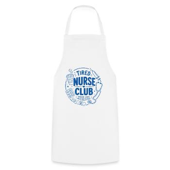 Tired Nurse Club - Kochschürze - Weiß - Vorne - AI Model Male 185 dark (185cm)