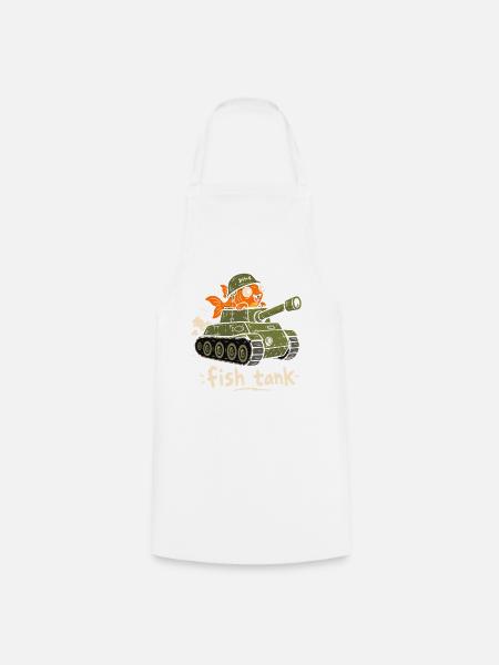 Fischtank Panzerheld Cartoon - Kochschürze - Weiß