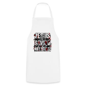 Jesus Is My Savior Not My Religion | Christlich - Kochschürze - Weiß - Vorne - AI Model Male 185 dark (185cm)