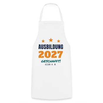 Ausbildung 2027 geschafft – Azubi a. D. Geschenk - Kochschürze - Weiß - Vorne - AI Model Male 185 dark (185cm)