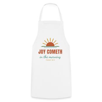 Joy Cometh In The Morning – Psalm 30:5 - Kochschürze - Weiß - Vorne - AI Model Male 185 dark (185cm)