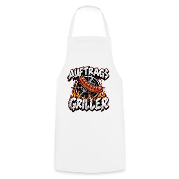Auftragsgriller Feuer Wurst Action - Kochschürze - Weiß - Vorne - AI Model Male 185 dark (185cm)
