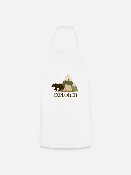 Explorer Bear – Bergcamping-Abenteuer - Kochschürze - Weiß