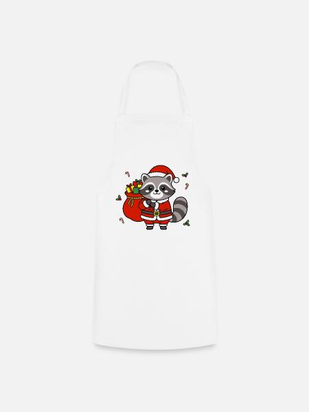 Süßes Kawaii-Waschbär-Weihnachtsgeschenk - Kochschürze - Weiß