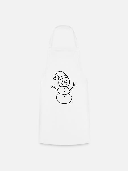 Schneemann mit Wintermütze – Winter Kritzelei - Kochschürze - Weiß