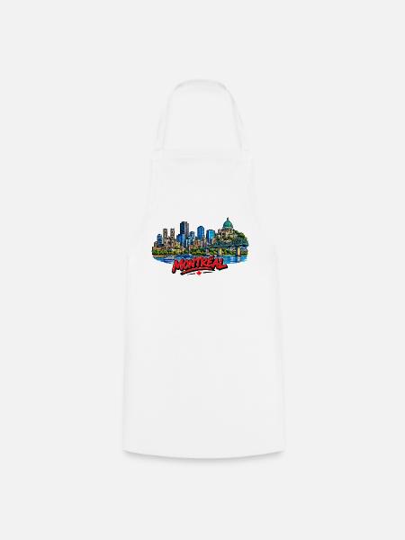 Montreal Skyline mit rotem Schriftzug - Kochschürze - Weiß