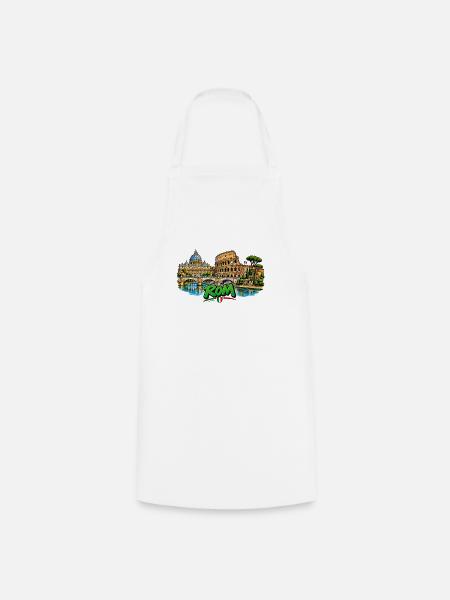 Römische Skyline Neonprint - Kochschürze - Weiß