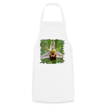Bienenragwurz Blüte im Schwarzrand - Kochschürze - Weiß - Vorne - AI Model Male 185 dark (185cm)