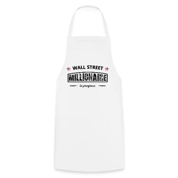 Wall Street Millionär in Progress – Börsen Spruch - Kochschürze - Weiß - Vorne - AI Model Male 185 dark (185cm)