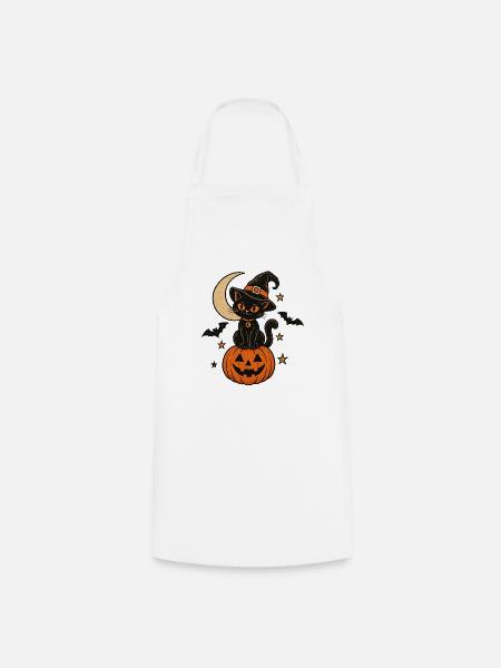 Magische Halloween Katze & Kürbis - Kochschürze - Weiß