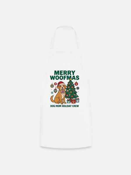 Fröhliche Woofmas Hundemama-Weihnachtscrew - Kochschürze - Weiß