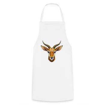 Springbock-Antilopenkopf - Kochschürze - Weiß - Vorne - AI Model Male 185 dark (185cm)