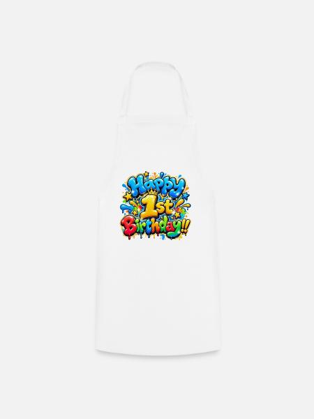 Herzlichen Glückwunsch zum ersten Geburtstag Graffiti-Kinderparty-Shirt - Kochschürze - Weiß