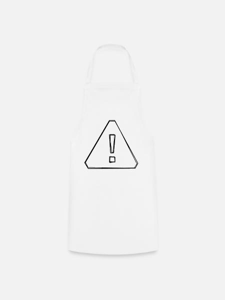 Warnschild handgezeichnet - Kochschürze - Weiß