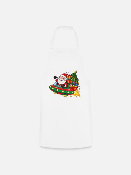 Weihnachtsmann im UFO - Kochschürze - Weiß