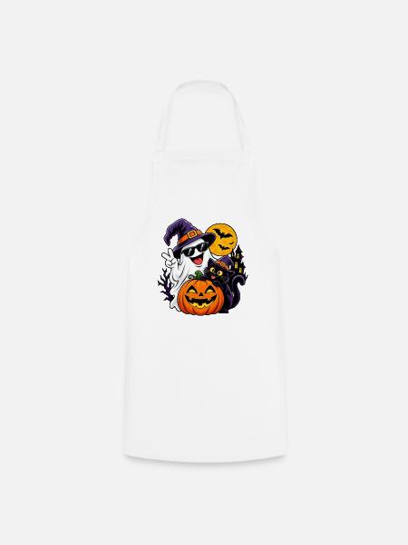 Geister Katze - Halloween-Pumpkin Spaß - Kochschürze - Weiß