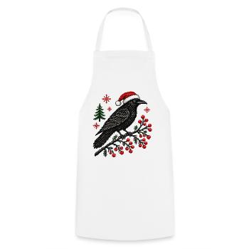 Weihnachtsraben-Weihnachtsmütze – gotisches Winterdesign - Kochschürze - Weiß - Vorne - AI Model Male 185 dark (185cm)