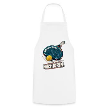 Noch Drin Padel Motiv – Ballkunst - Kochschürze - Weiß - Vorne - AI Model Male 185 dark (185cm)