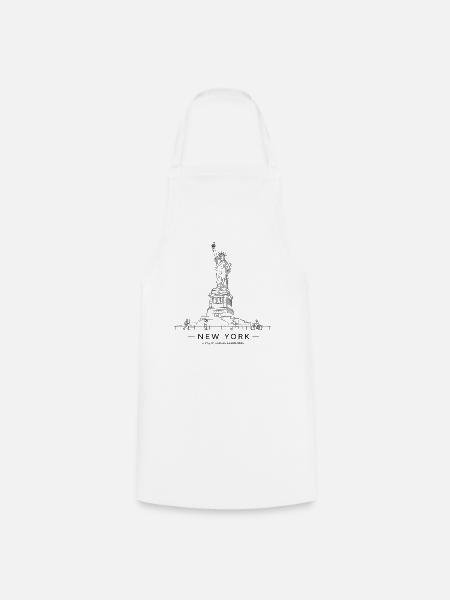 Statue of Liberty New York Line Kunst - Kochschürze - Weiß