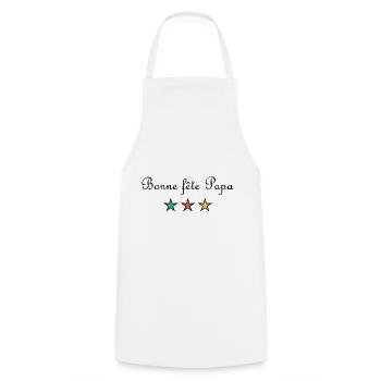 BONNE FÊTE PAPA. PAPA. FÊTE DES PÈRES. BONNE FÊTE - Tablier de cuisine - blanc - Devant - AI Model Male 185 dark (185cm)