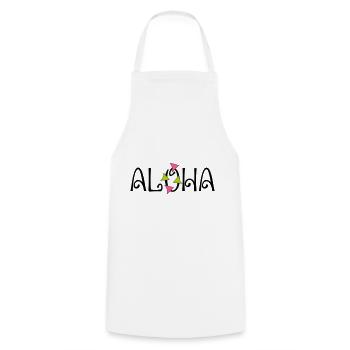 ALOHA - Cooking Apron - white - Front - AI Model Male 185 dark (185cm)