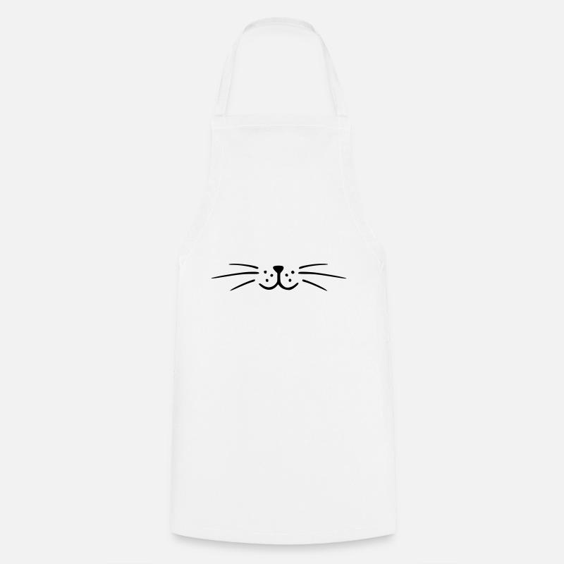Chat moustaches. Tête de chat. Tête de chat - Tablier de cuisine - blanc