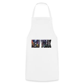 New York City USA America America Skyline Font - Cooking Apron - white - Front - AI Model Male 185 dark (185cm)