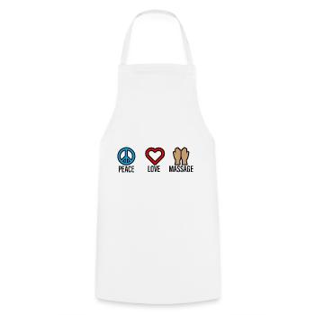 Peace Love Massage 2 - Cooking Apron - white - Front - AI Model Male 185 dark (185cm)