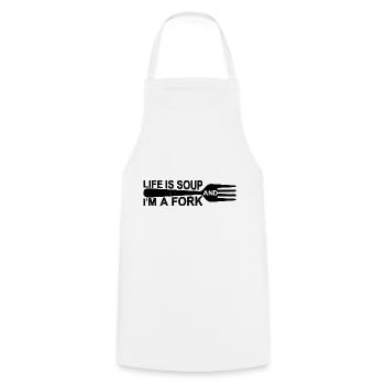 Life Is Soup And I'm A Fork 12 - Cooking Apron - white - Front - AI Model Male 185 dark (185cm)