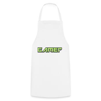Gamer - Kochschürze - Weiß - Vorne - AI Model Male 185 dark (185cm)