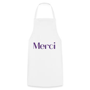 MERCI. MAÎTRESSE. MAÎTRE. MERCI MAÎTRESSE - Tablier de cuisine - blanc - Devant - AI Model Male 185 dark (185cm)